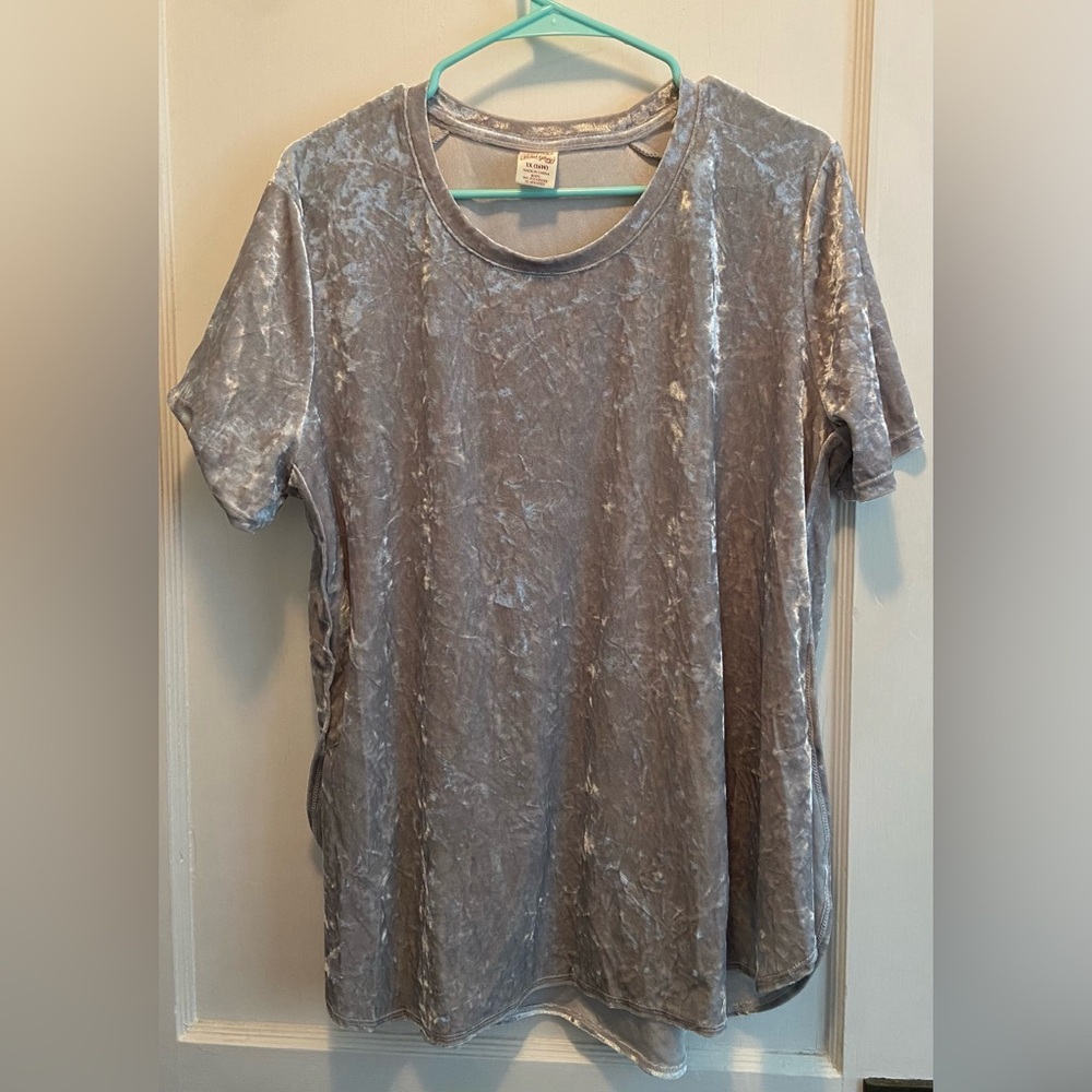 Faded Glory Gray Velvet Shirt Size 1X